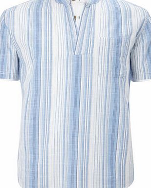 Bhs Blue Stripe Cotton Kaftan Shirt, Blue BR51A13GBLU