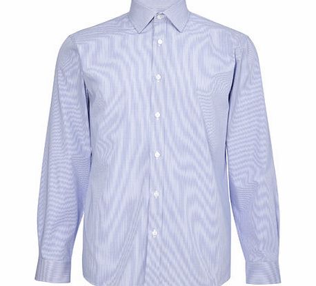 Bhs Blue Tailored Fit Fine Stripe Point Collar