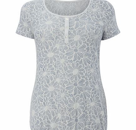 Blue Textured Jersey Top, blue 460521483