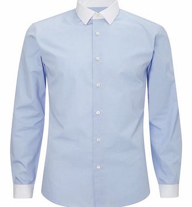 Bhs Blue Textured Slim Fit Shirt, Blue BR66F02EBLU