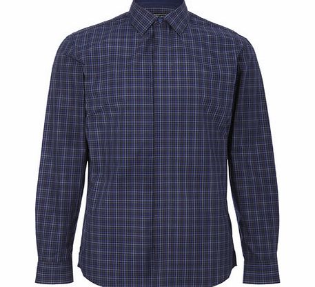 Bhs Blue Tonal Check Tailored Shirt, Blue BR66C36FBLU