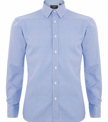 Bhs Blue Twill Check Regular Fit Long Sleeve Shirt,