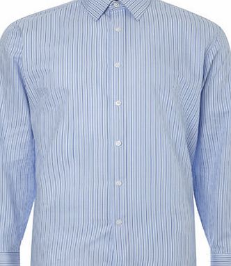 Bhs Blue Twill Stripe Regular Fit Shirt, Blue