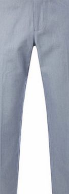 Bhs Blue Twill Tailored Fit Flat Front Trousers,
