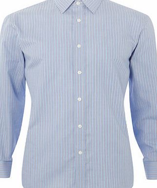 Bhs Blue Twin Stripe Regular Fit Point Collar Shirt,