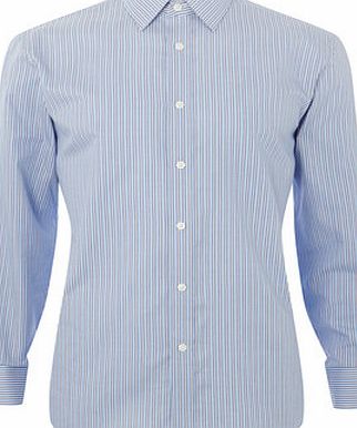 Bhs Blue Twin Stripe Regular Fit Point Collar Shirt,