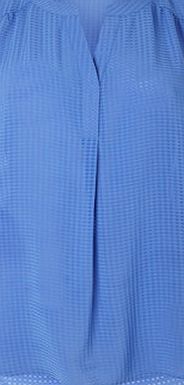 Bhs Blue V Neck Check Blouse, blue 8617521483