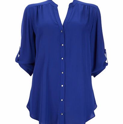 Bhs Blue V-neck Longline Shirt, blue 12034241483