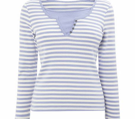 Bhs Blue/White Long Sleeve Jersey Top, blue/white