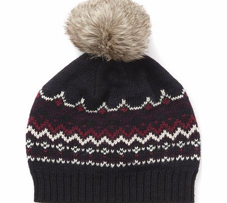 Blue/ White/ Purple Folk Fairisle Beanie, multi