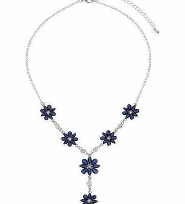 Bhs Blue Y-Shaped Flower Necklace, blue 12179071483