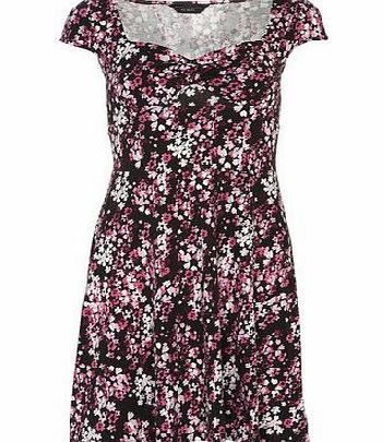 Bhs Blurred Effect Floral Twist Dress, pink