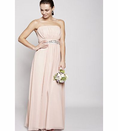 Bhs Blush Daisy Long Bridesmaid Dress, blushed pink