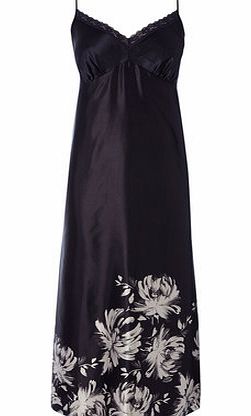 Bhs Border Print Long Strappy Chemise, navy multi