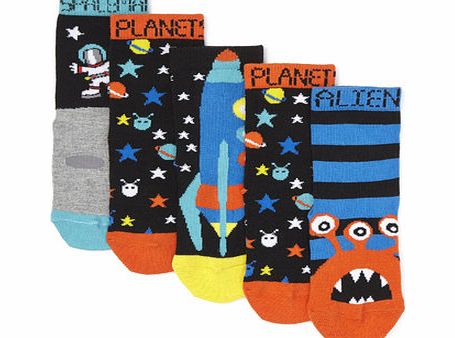 Bhs Boys 5 Pack Alien Socks, black/multi 1497620164