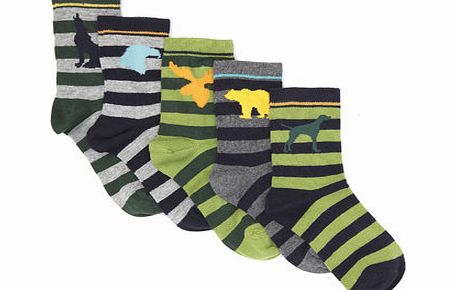 Bhs Boys 5 Pack Animal Socks, grey multi 1497645273