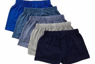 Boys 5 Pack Blue Boxers, navy multi 1495745606
