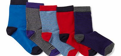 Bhs Boys 5 Pack Fine Stripe Socks, multi 1493639530