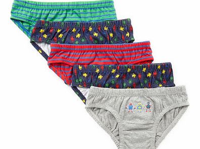 Bhs Boys 5 Pack Multi Coloured Robot Briefs, green