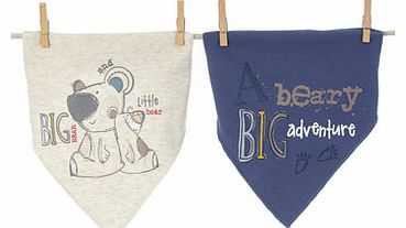 Bhs Boys Baby Boys 2 Pack Dribble Bib Set, biscuit