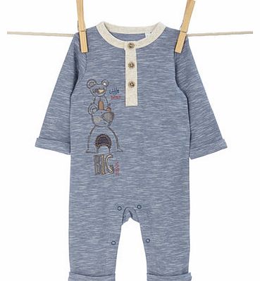 Boys Baby Boys Bear Embroidered All In One, blue
