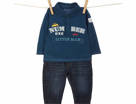 Bhs Boys Baby Boys Long Sleeved Polo Top and Jeans