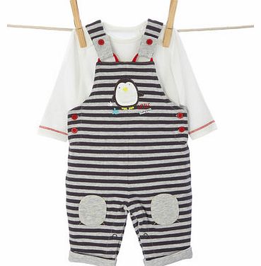 Boys Baby Boys Wadded Jersey Dungarees Set, grey