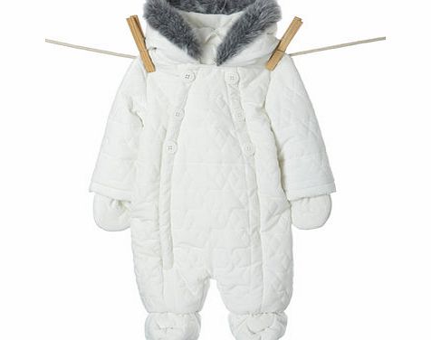 Boys Baby Ivory Snowsuit, ivory 1517290904