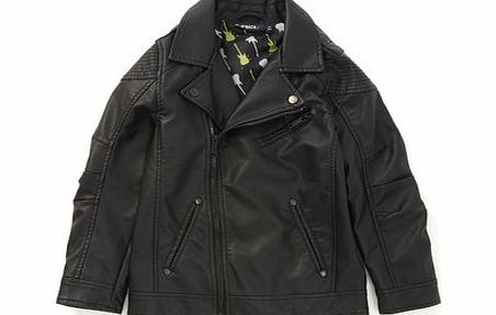 Boys Black PU Biker Jacket, black 2074990137