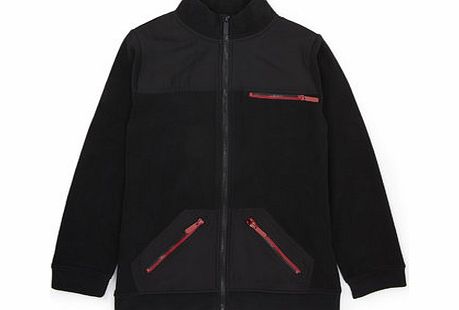 Boys Black Tech Fleece Top, black 2074198513