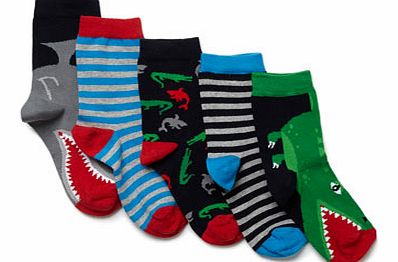 Boys Boys 5 Pack Multi Animal Toe Socks, multi