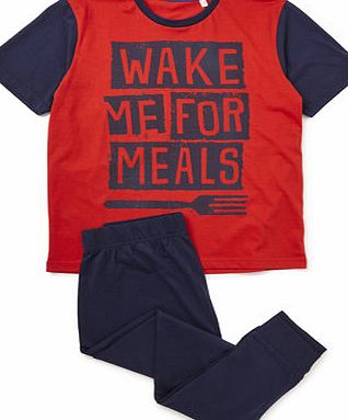 Bhs Boys Boys Wake Me Up Slogan Pyjamas, reds
