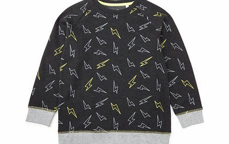 Bhs Boys Charcoal Print Crew Sweatshirt, charcoal