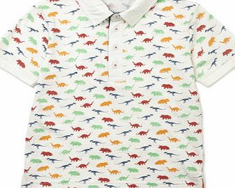 Bhs Boys Dinosaur Print Polo Shirt, white 1621820306