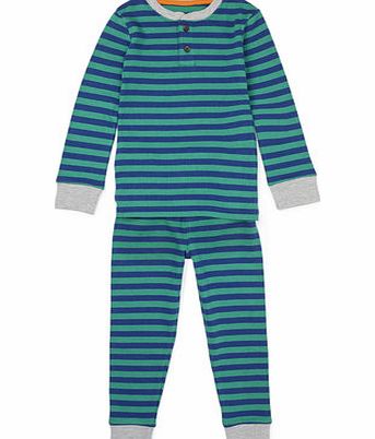 Boys Green Rugby Stripe Thermal Set, green multi
