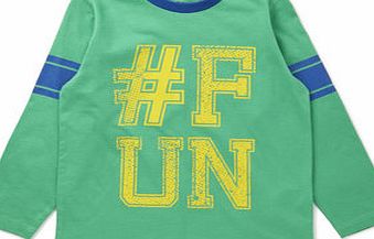 Bhs Boys Green Slogan Long Sleeved Top, green