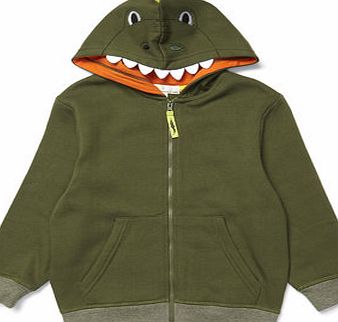Bhs Boys Khaki Dinosaur Hooded Sweatshirt, khaki