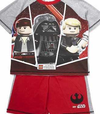 Bhs Boys Lego Star Wars Shortie Pyjamas, grey marl