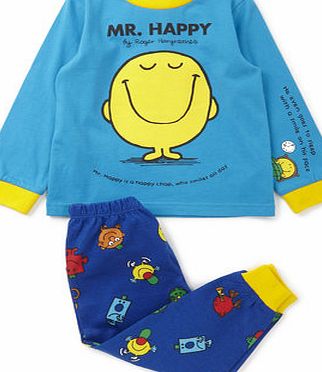 Bhs Boys Mr Men Mr Happy Pyjamas, blue 8890211483