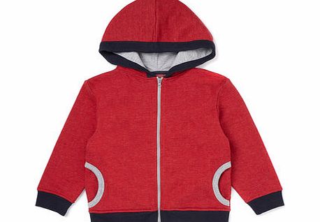 Bhs Boys Red Zip Through Hooded Top, red 1621283874