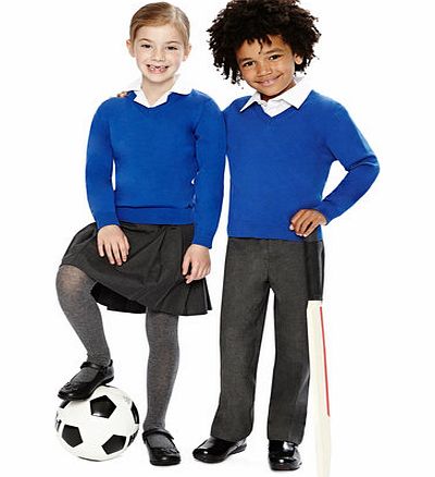 Boys Royal Blue Unisex Junior Slim Fit V-Neck