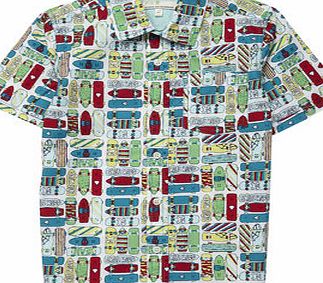 Bhs Boys Skateboard Print Short Sleeved Shirt, white
