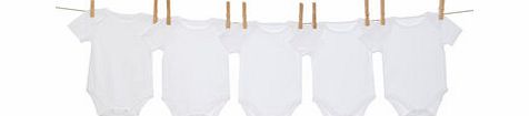 Bhs Boys Unisex 5 Pack White Short Sleeved