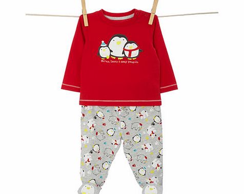 Bhs Boys Unisex Long Sleeved Penguin Top and Crawler