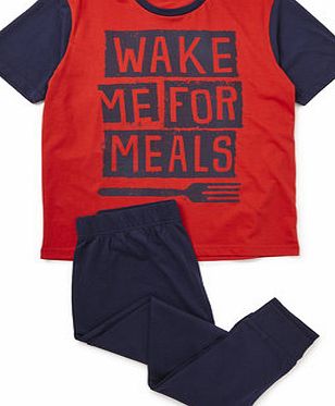 Bhs Boys Wake Me Up Slogan Pyjamas, reds 8890776933