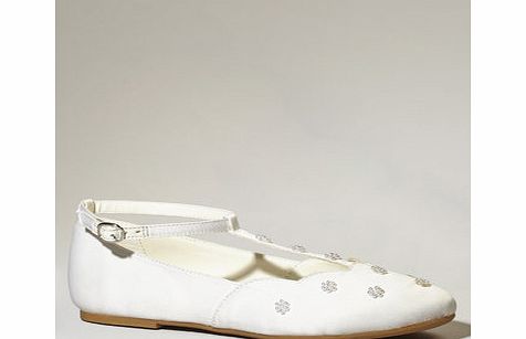 Bhs Bridesmaid Elise Beaded T-Bar Shoes, ivory