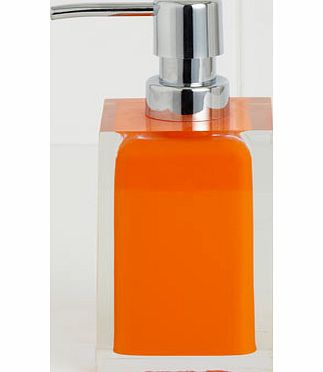 Bhs Bright orange square resin soap dispenser,