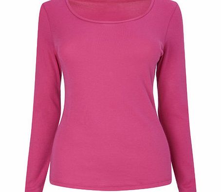 Bhs Bright Pink Long Sleeve Scoop Neck Top, bright