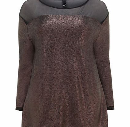 Bhs Bronze Mesh Panel Metallic Top, bronze 12612386497