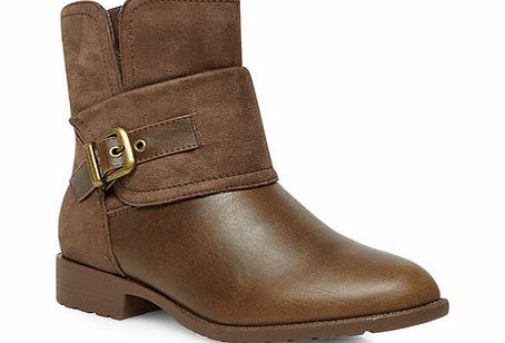 Bhs Brown Buckle Ankle Extra Wide Boots, brown